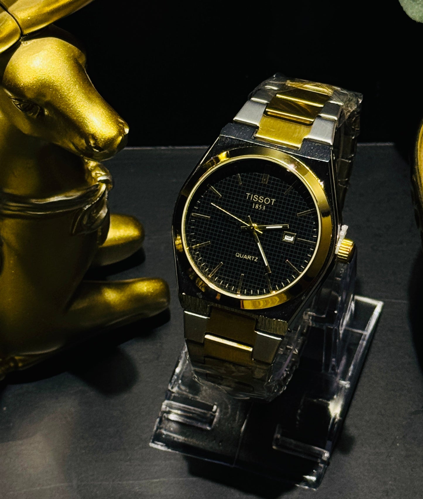 Tissot Luxury Men’s Quartz Watch – Two-Tone Gold & Silver Edition